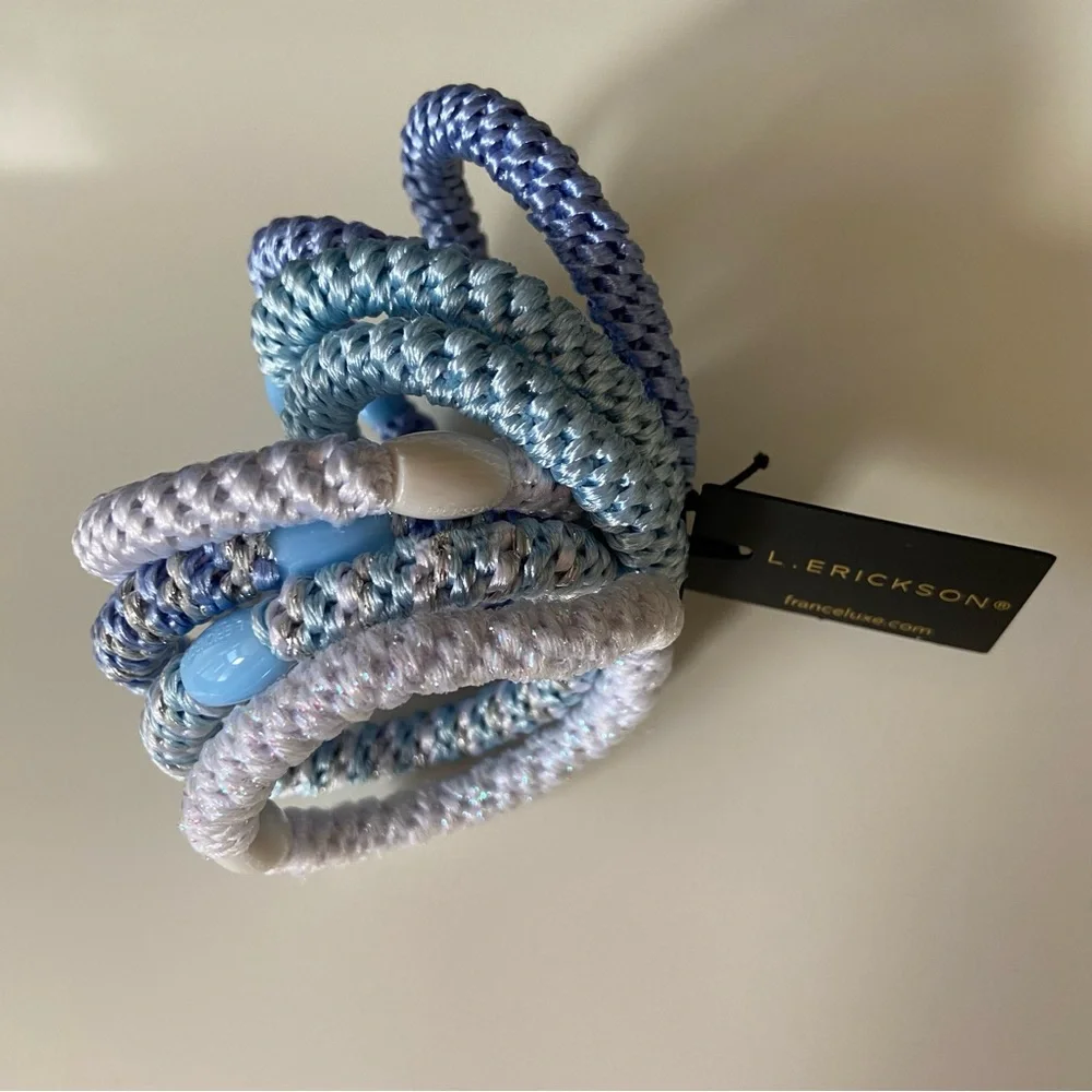 L. Erickson Grab & Go Pony - 8 Pack Ponytail Holder Hair Ties Blue